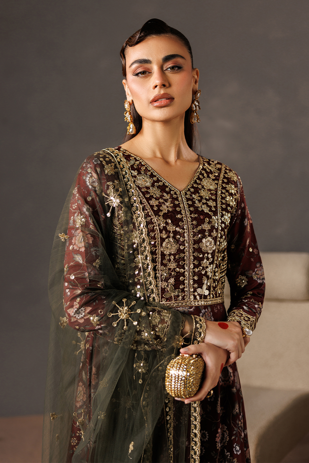 Embroidered Silk Lawn SL-26-12