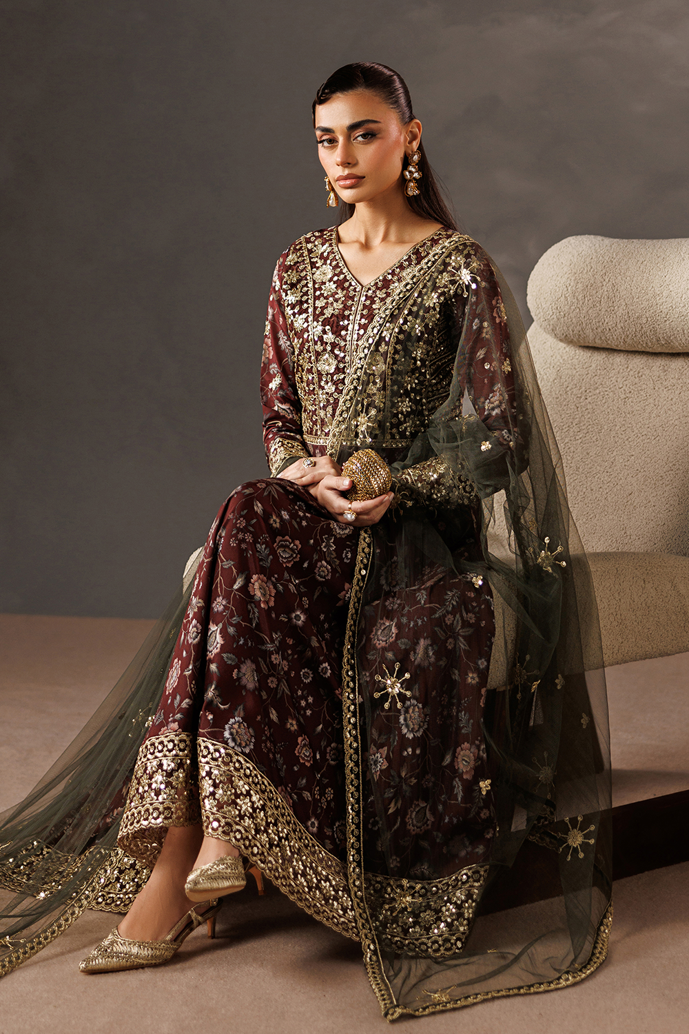 Embroidered Silk Lawn SL-26-12