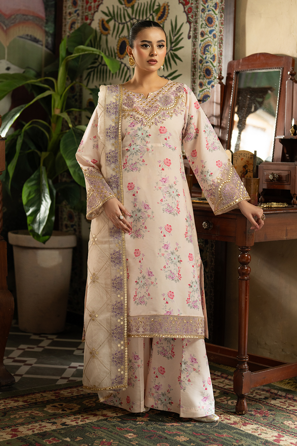 Embroidered Silk Lawn - SL-25-06